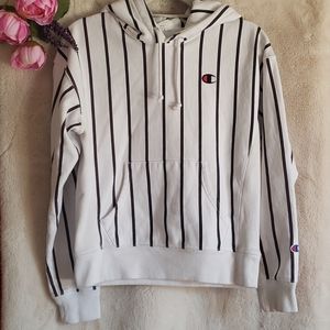 Champion White Stripe Sweater Hoodie